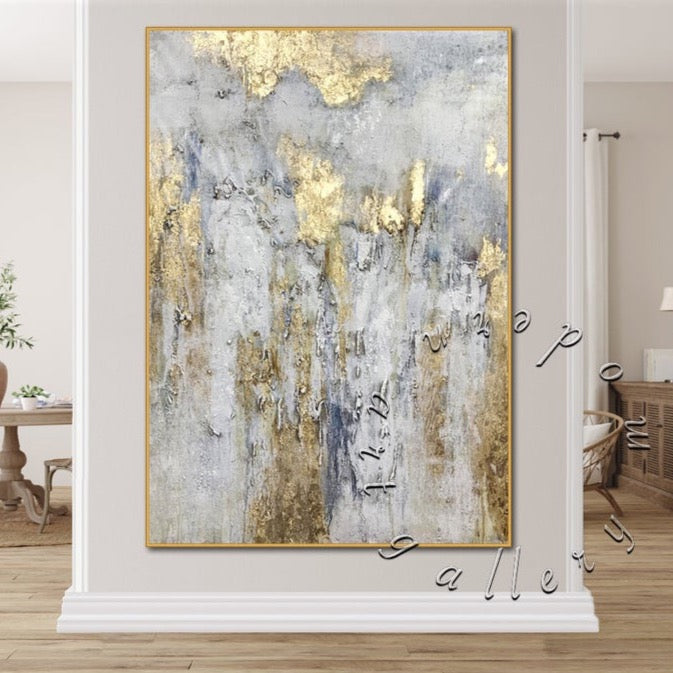 2024 White & Gold Abstract Painting 16x20