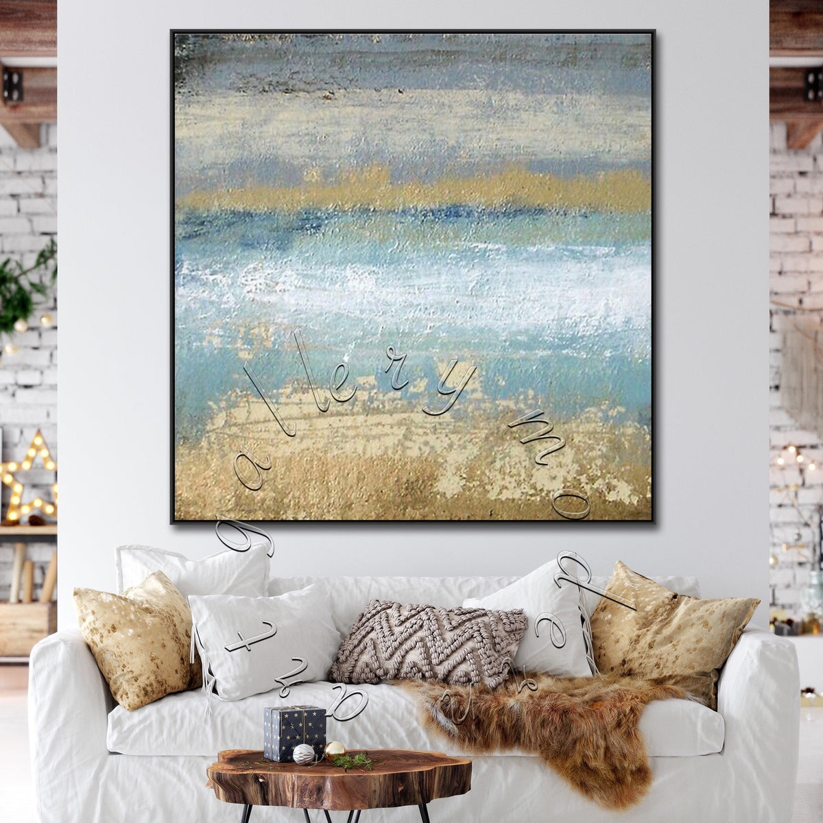 Abstract Seascape Original Painting on Canvas, Square  Ocean Canvas Wall Art