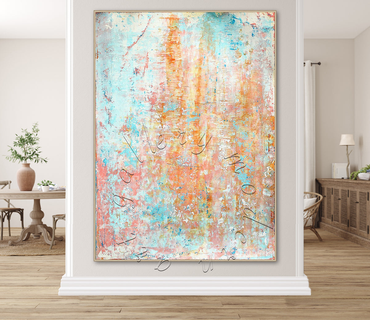 Oversize Abstract Painting, Hand Painted Canvas Wall Art &quot;Reflection&quot;