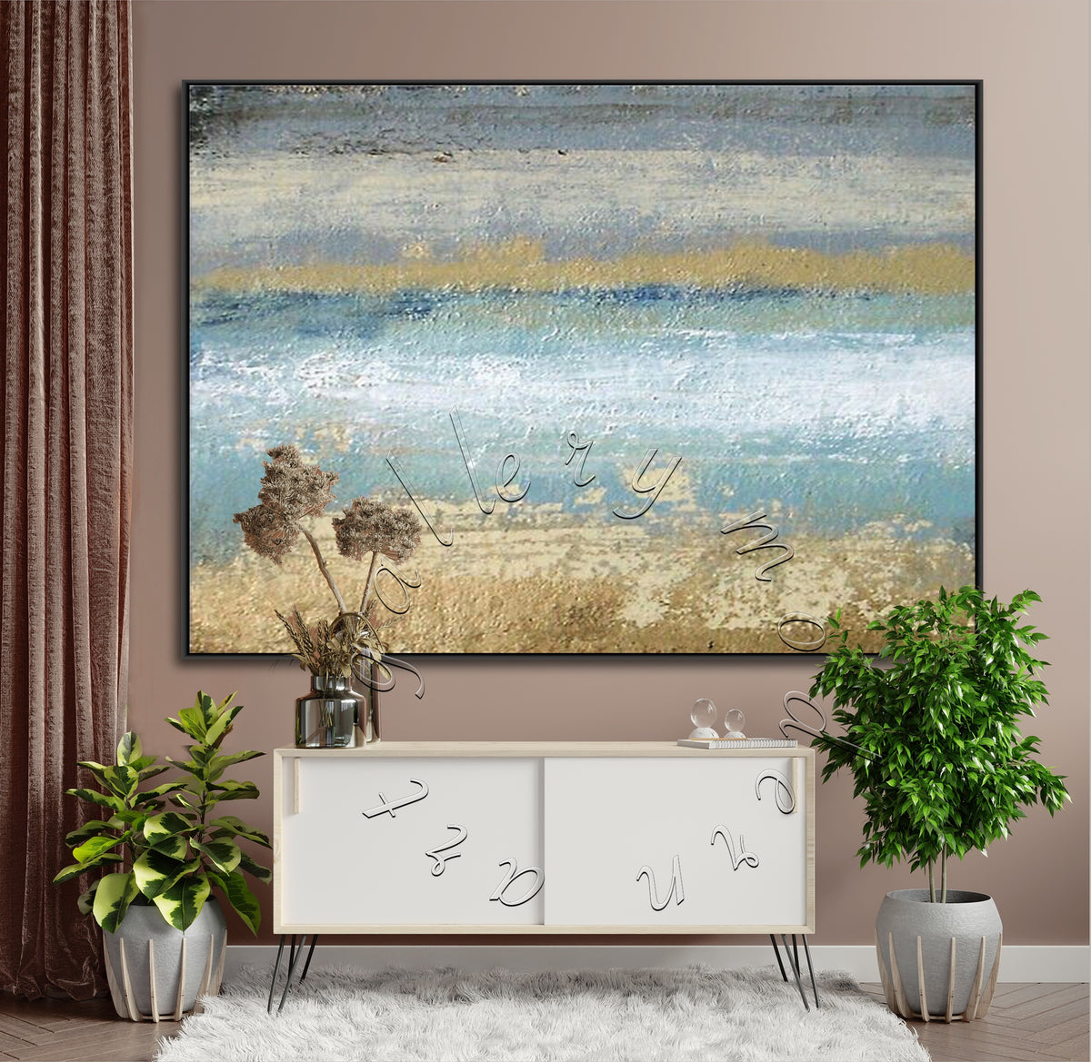 Oversize Seascape Abstract Original Painting on Canvas, Modern Wall Art