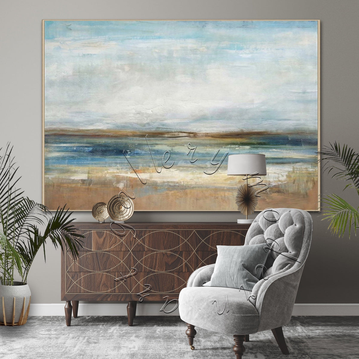 Colorful Seascape Abstract Original Painting on Canvas, Modern Wall Art