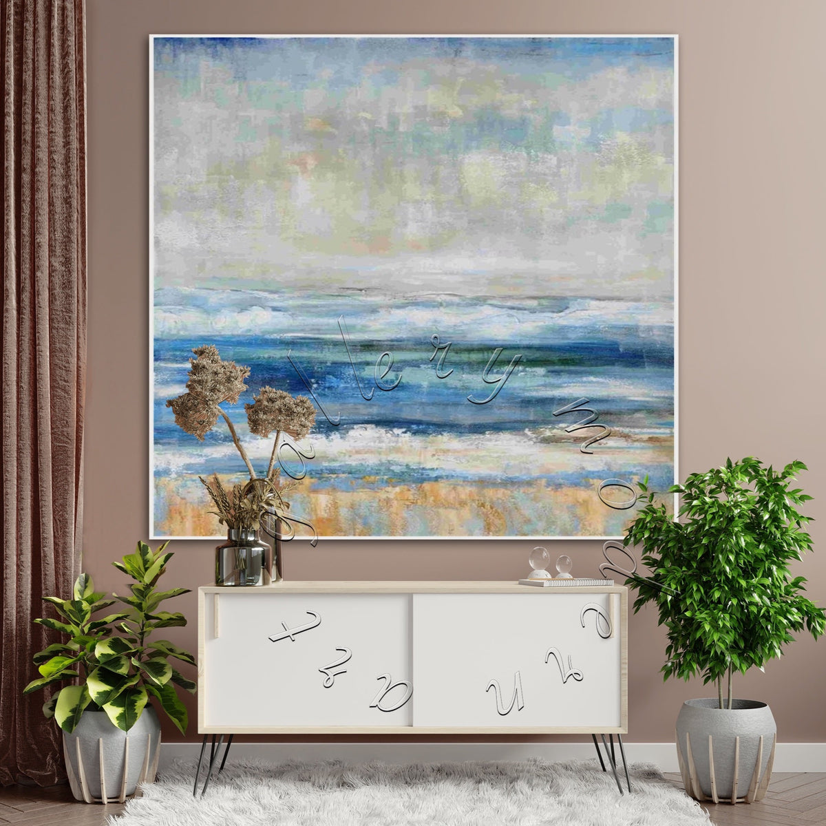 Colorful Seascape Abstract Original Painting on Canvas, Canvas Wall Art