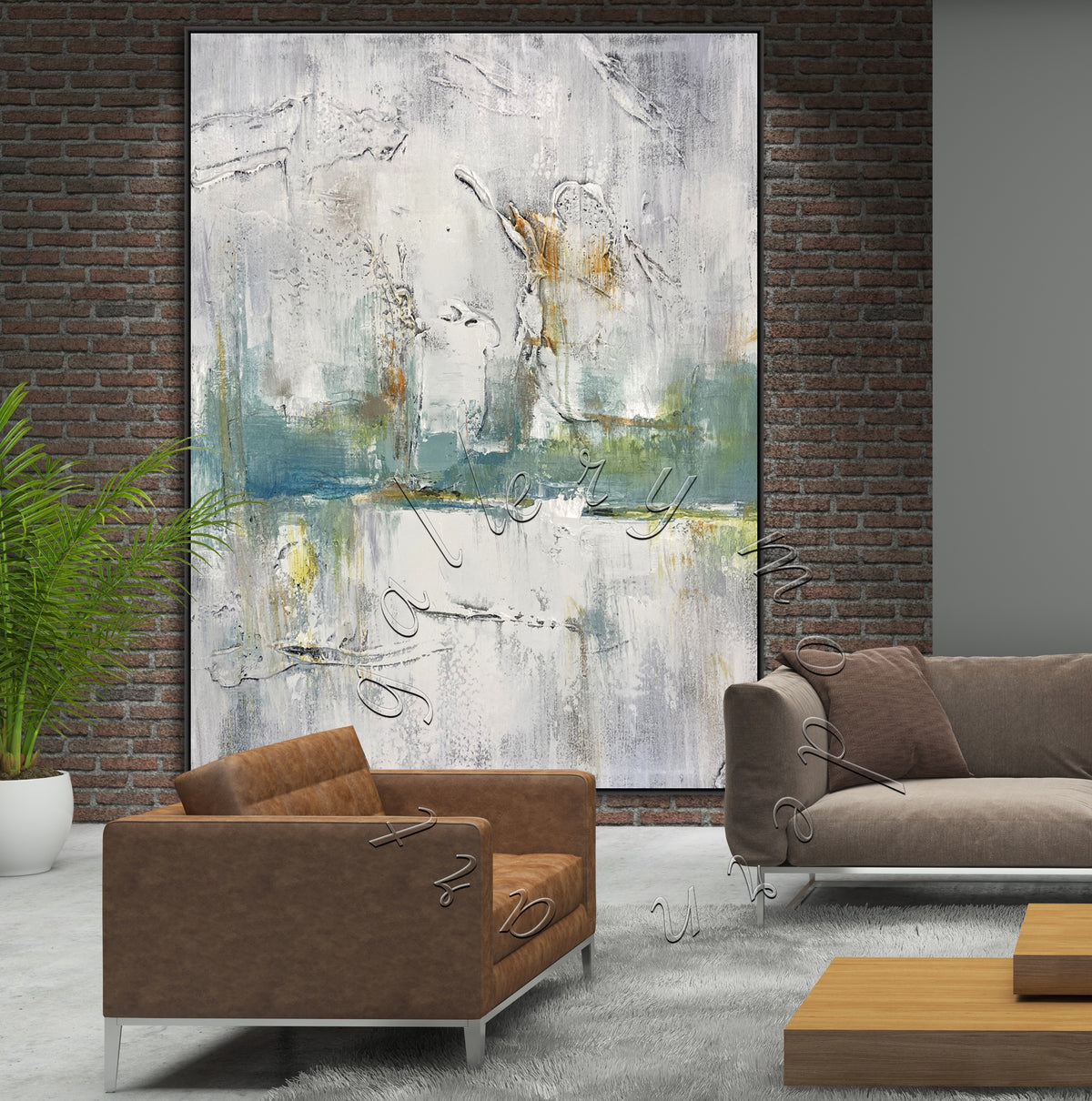 Textured Abstract Original Painting on Canvas, Soft Oversized Modern Wall Art
