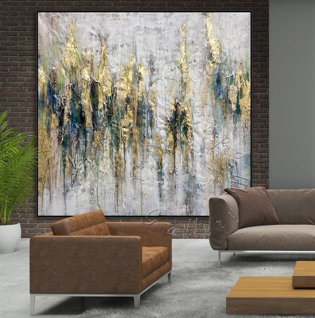 Large Gold Leaf Abstract Original Painting