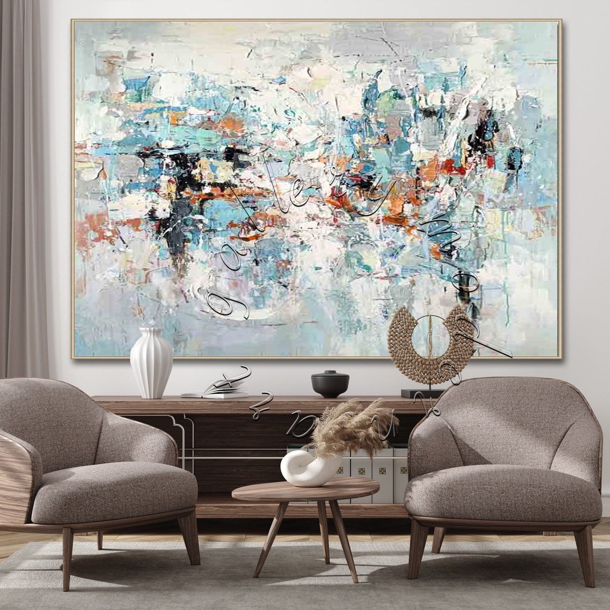 Large Abstract Original Painting, Soft Abstract Artwork, Canvas Wall Art