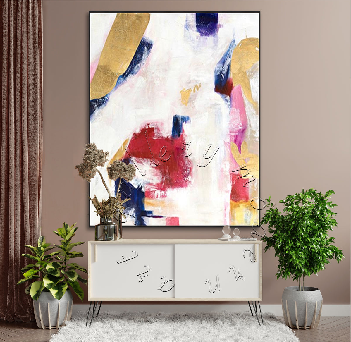 Red &amp; Yellow Abstract Original Painting, Canvas Wall Art