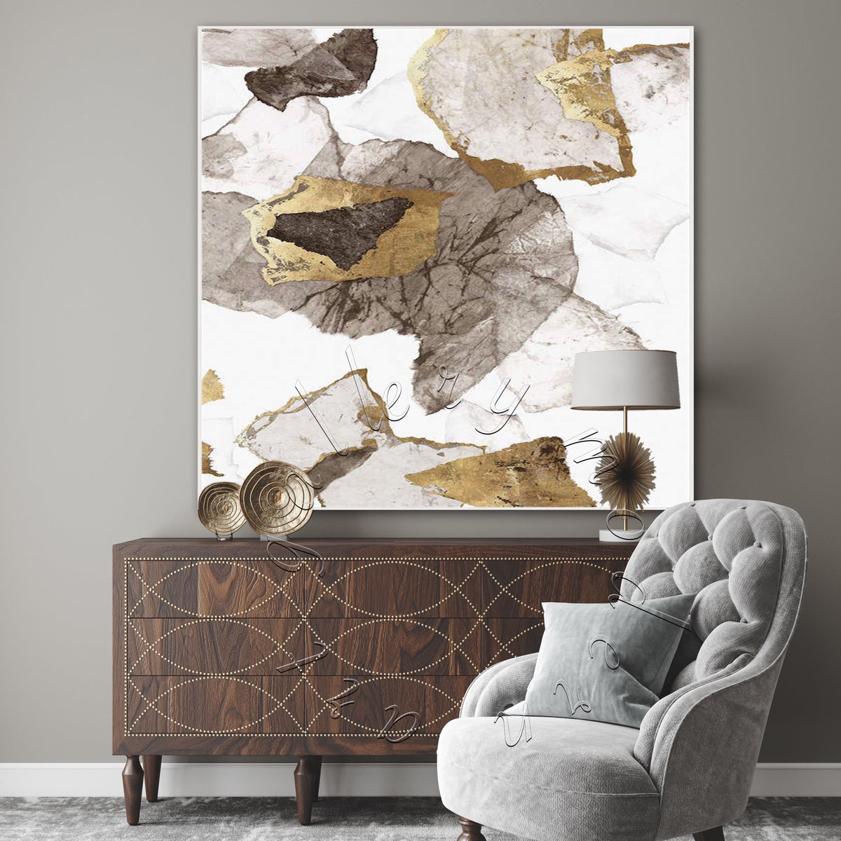 Soft Abstract Original Painting, Square &quot;Soft Brown&quot;