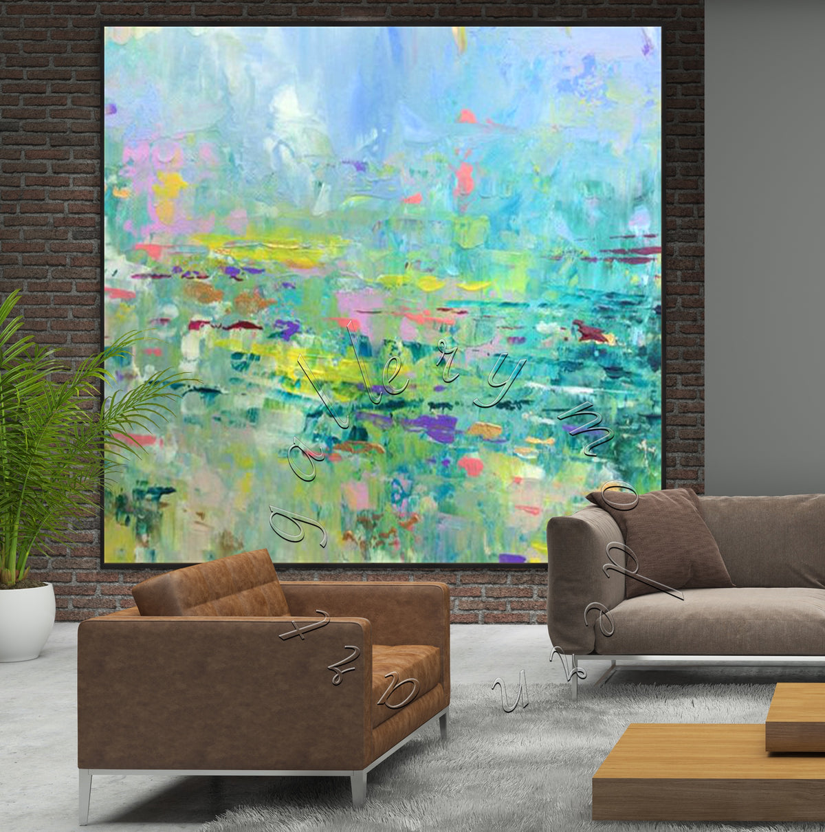 Oversize Abstract Painting, Hand Painted Canvas Wall Art &quot;Summer Field&quot;