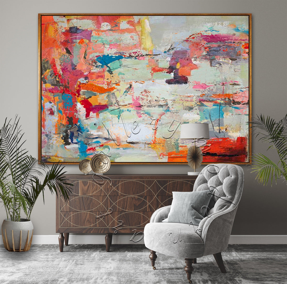 Textured Abstract Original Painting, Large Canvas Art &quot;Colorful Memories&quot;