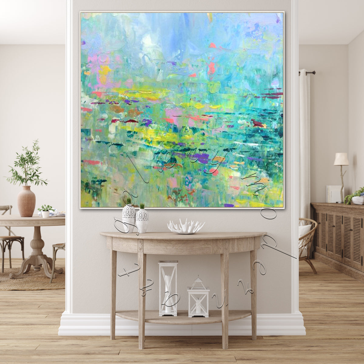 Oversize Abstract Painting, Hand Painted Canvas Wall Art &quot;Summer Field&quot;