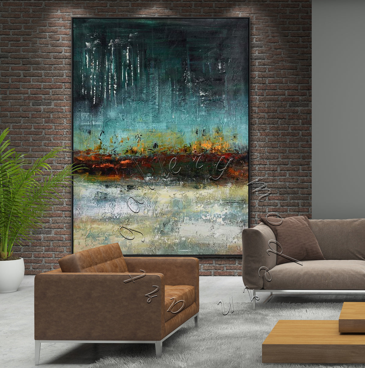 &quot;Night Seascape&quot; Abstract Original Painting, Large Canvas Wall Art