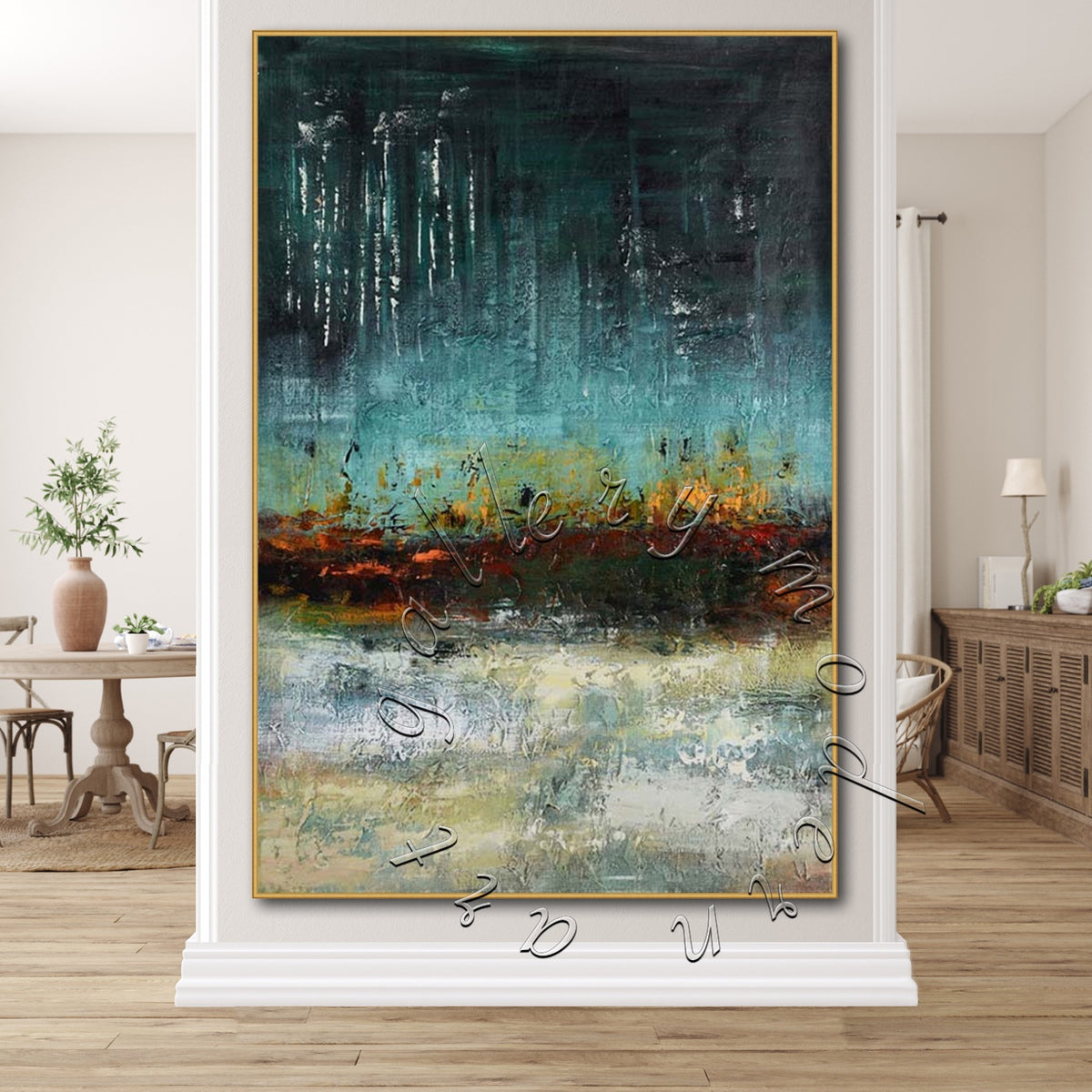 &quot;Night Seascape&quot; Abstract Original Painting, Large Canvas Wall Art