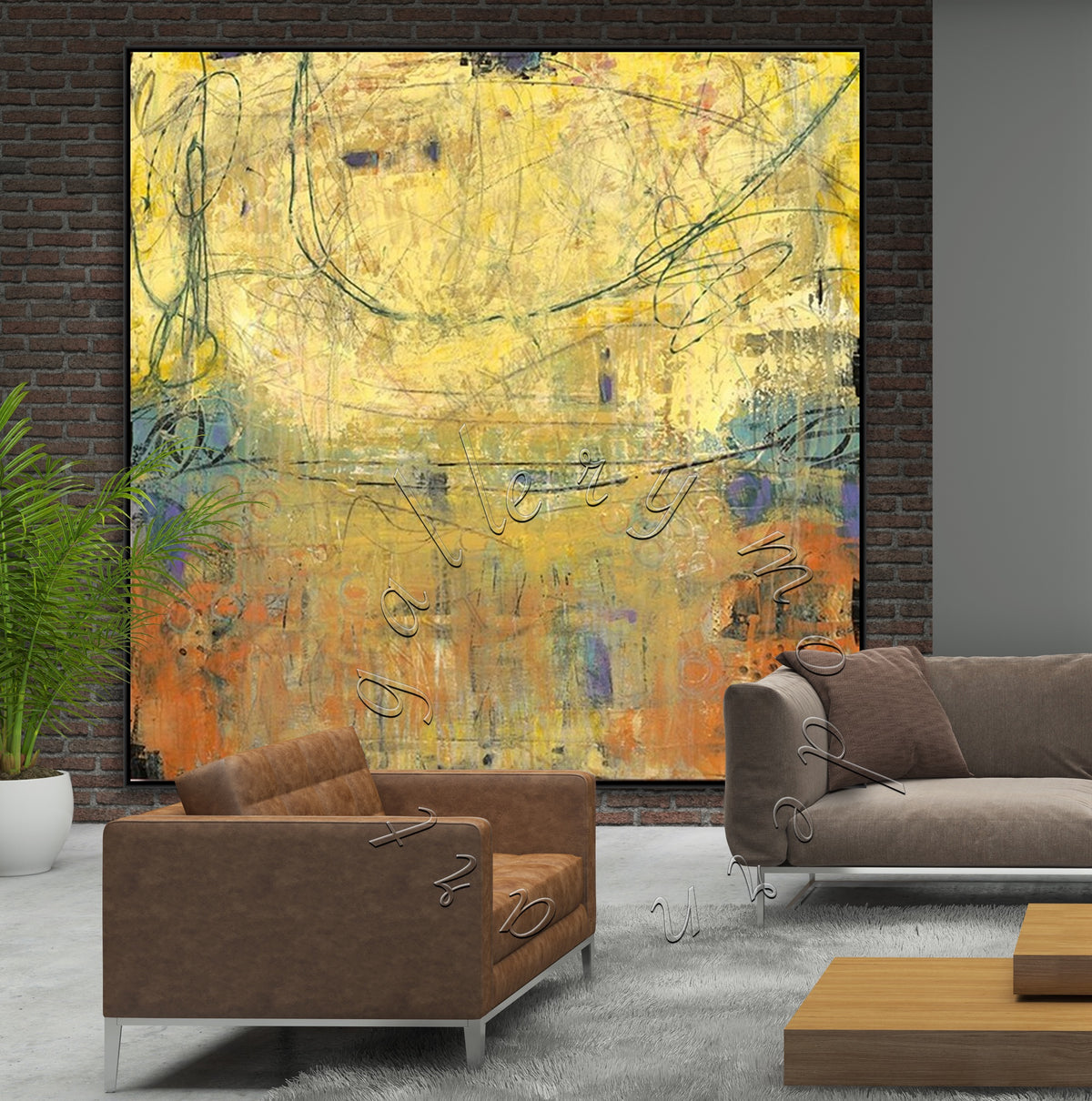 Yellow Abstract, Canvas Original Painting, Wall Art