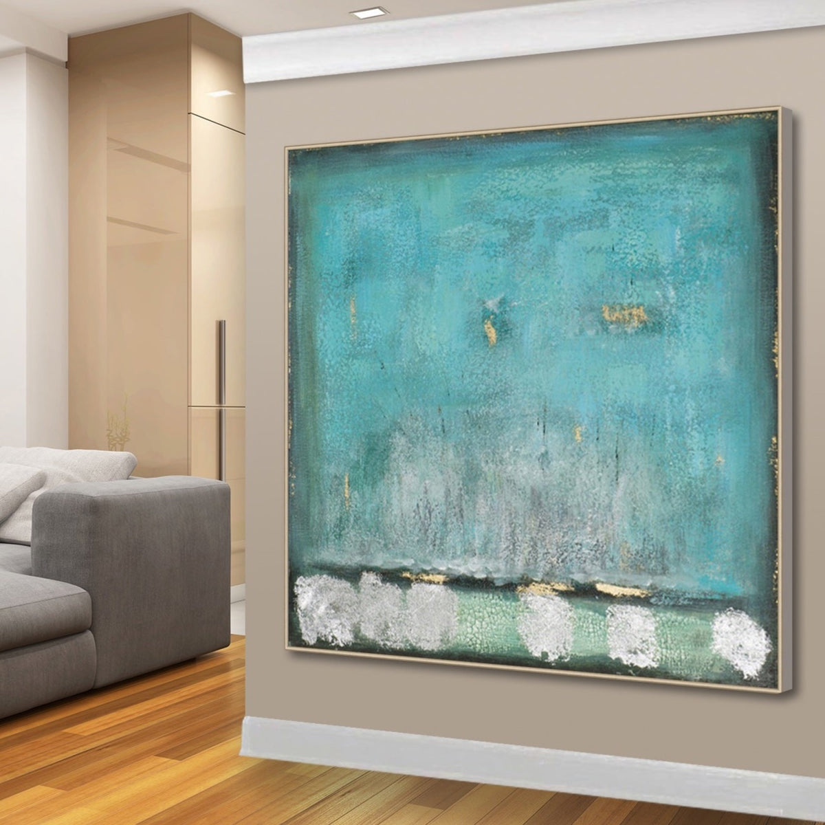 Oversize Abstract Seascape Original Painting on Canvas &quot;Green Ocean&quot;