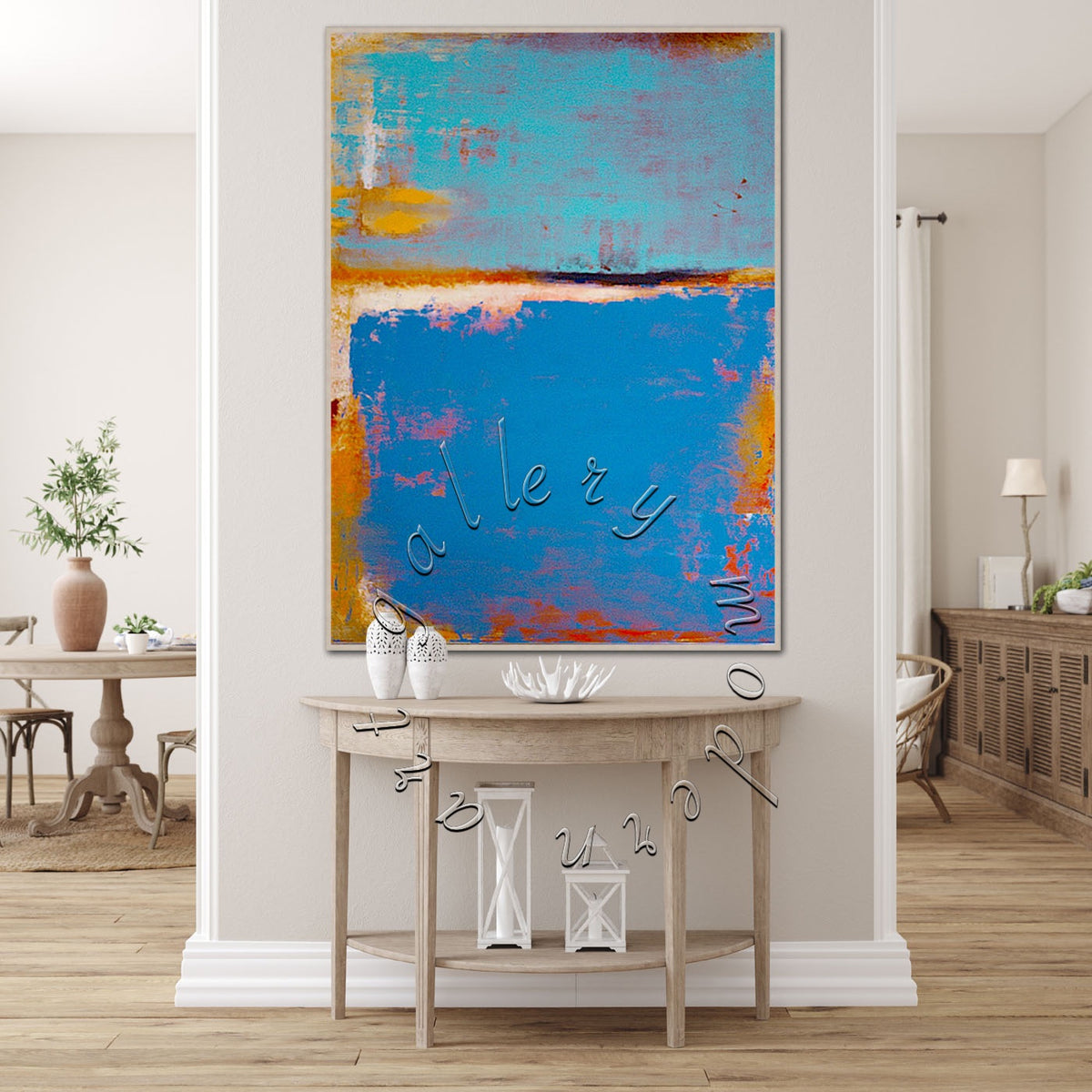 Large Abstract Original Painting on Canvas, Oversized Modern Wall Art &quot;Blue Abstract&quot;