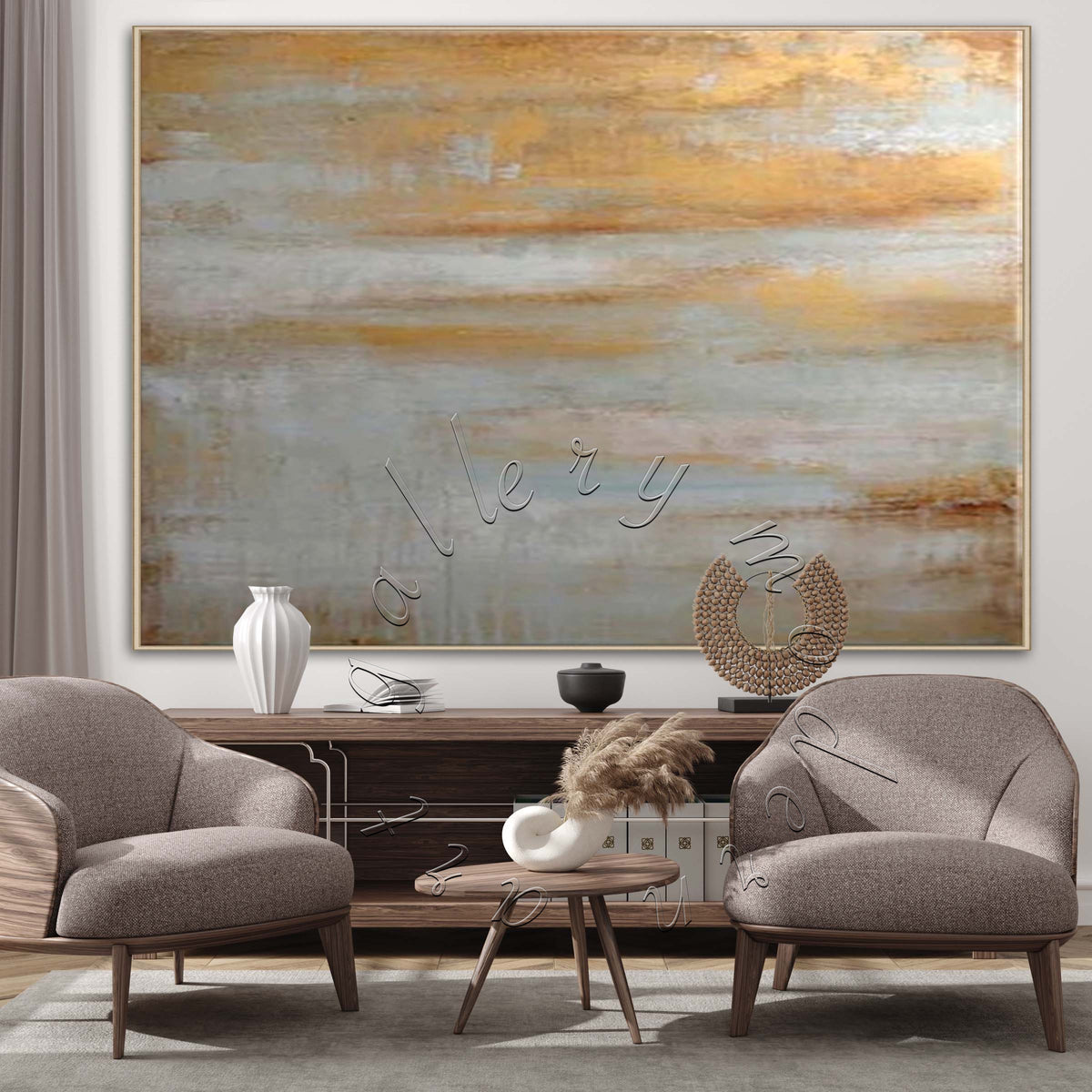 Abstract Painting, Gold Leaf Seascape Canvas Wall Art &quot;Golden Light&quot;