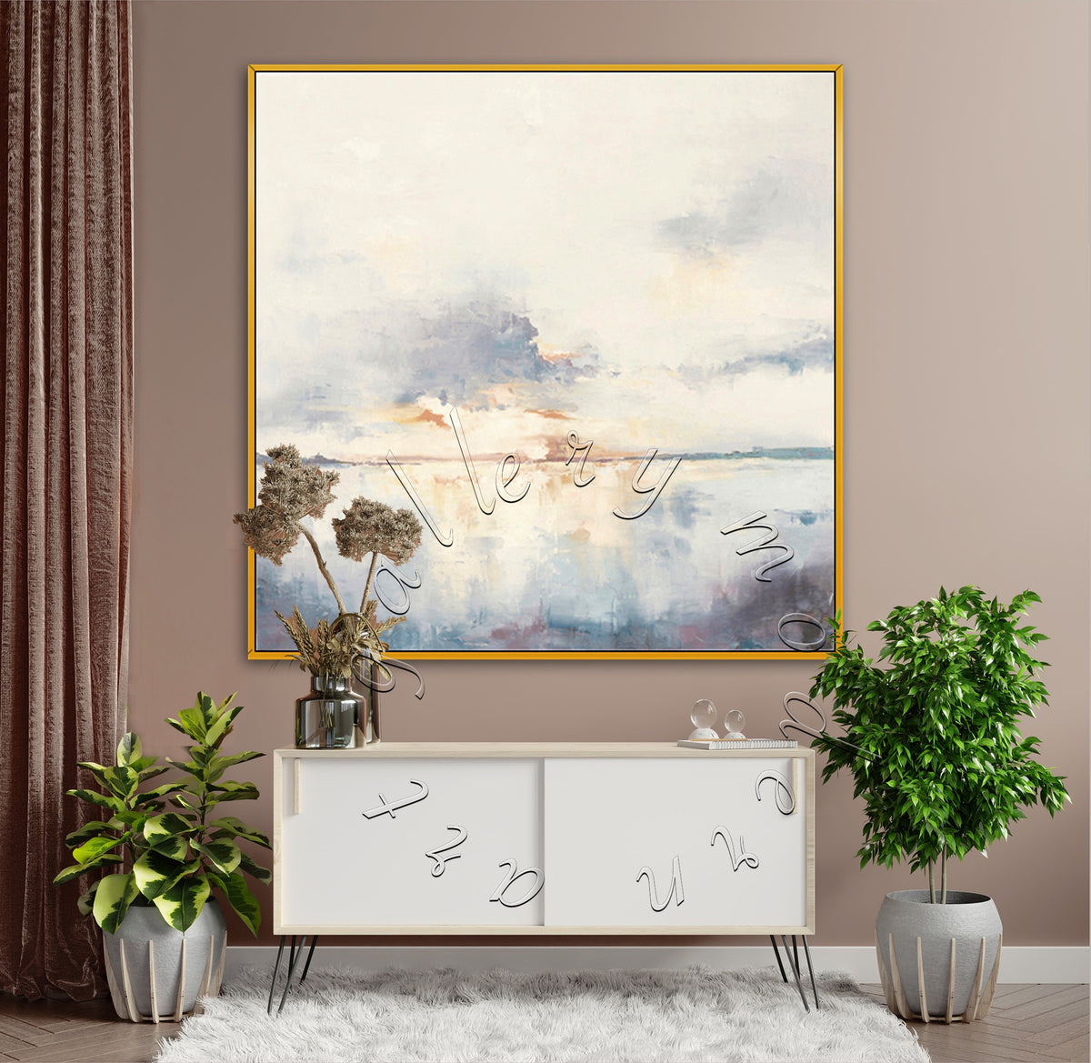 Soft Abstract Seascape Original Painting on Canvas, Ocean Canvas Wall Art