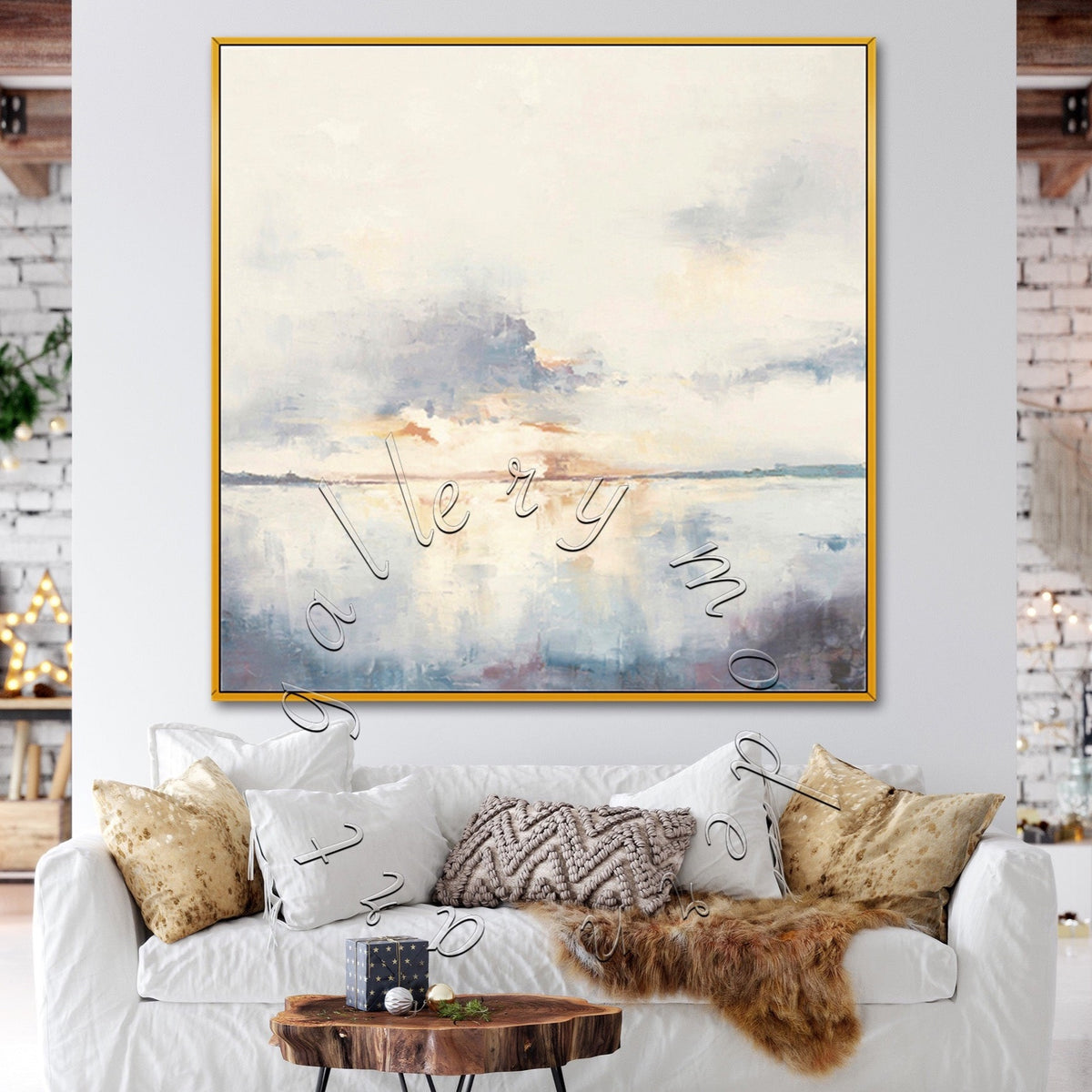 Soft Abstract Seascape Original Painting on Canvas, Ocean Canvas Wall Art