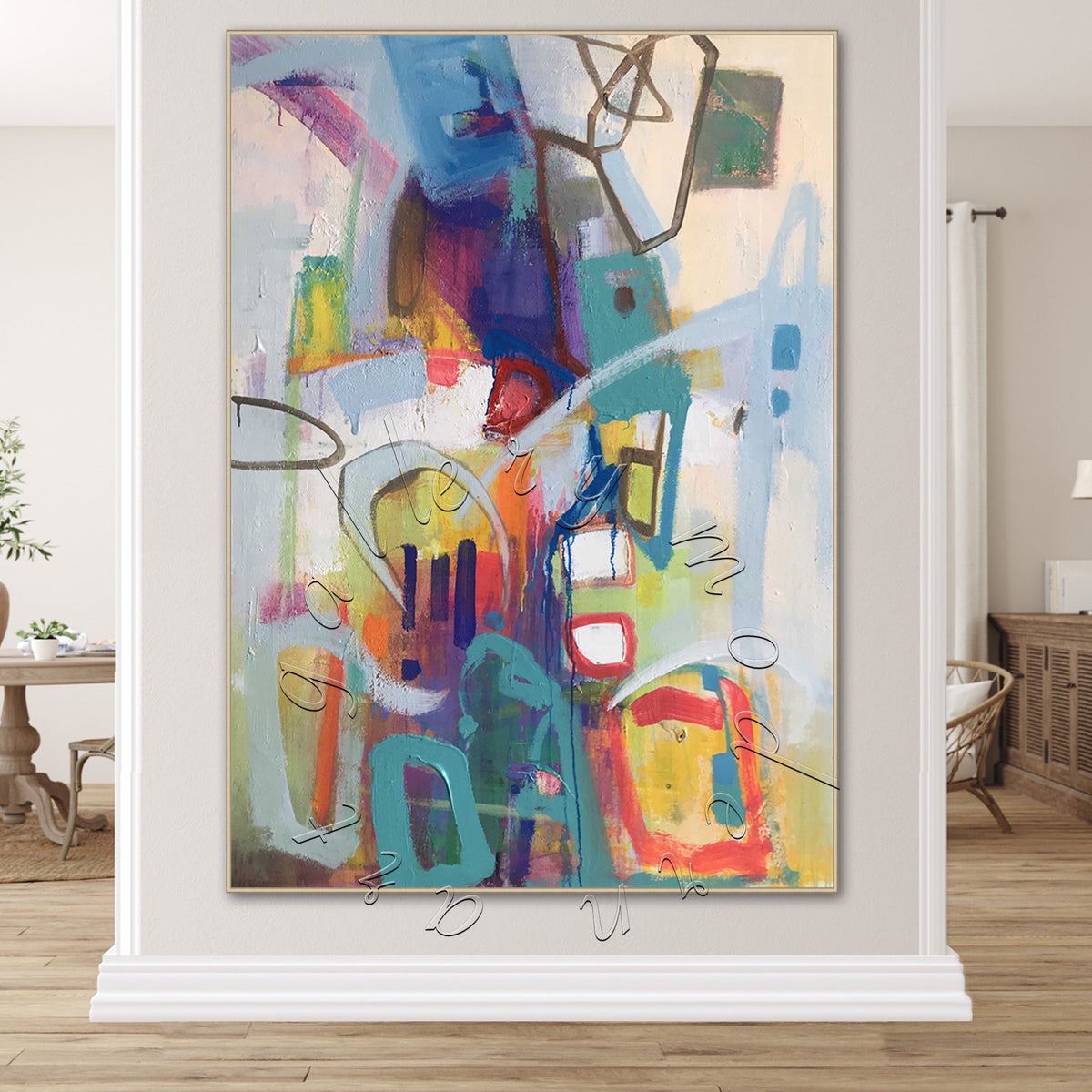 Modern Abstract Painting, Colorful Canvas Wall Art