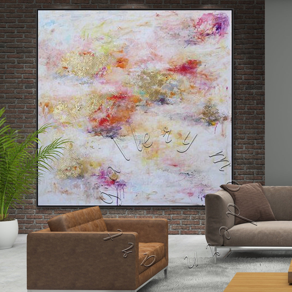 Abstract Canvas Painting, Bright and Happy Gold Leaf Canvas Wall Art