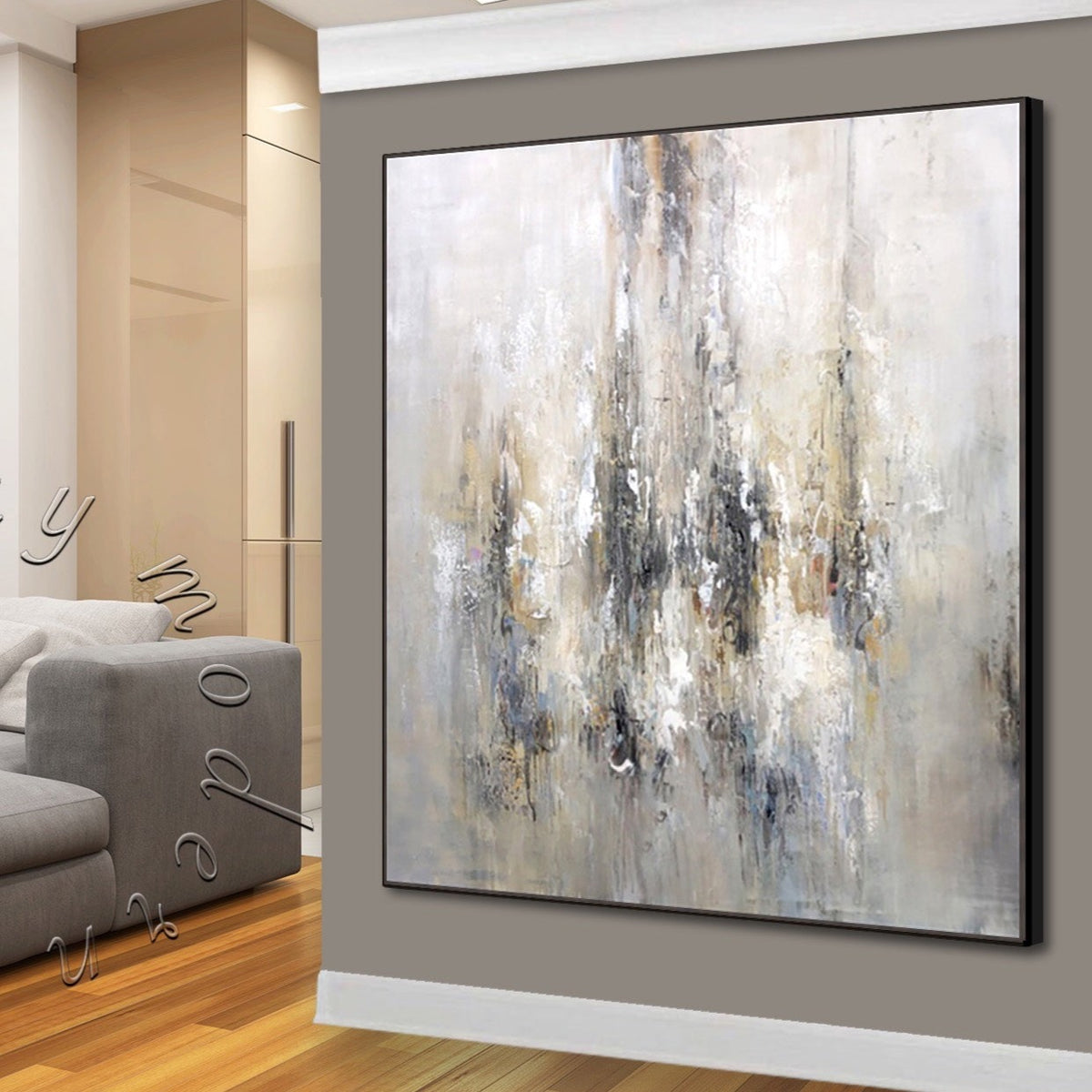 Neutral Textured Abstract Original Painting on Canvas, Soft Colors Wall Art