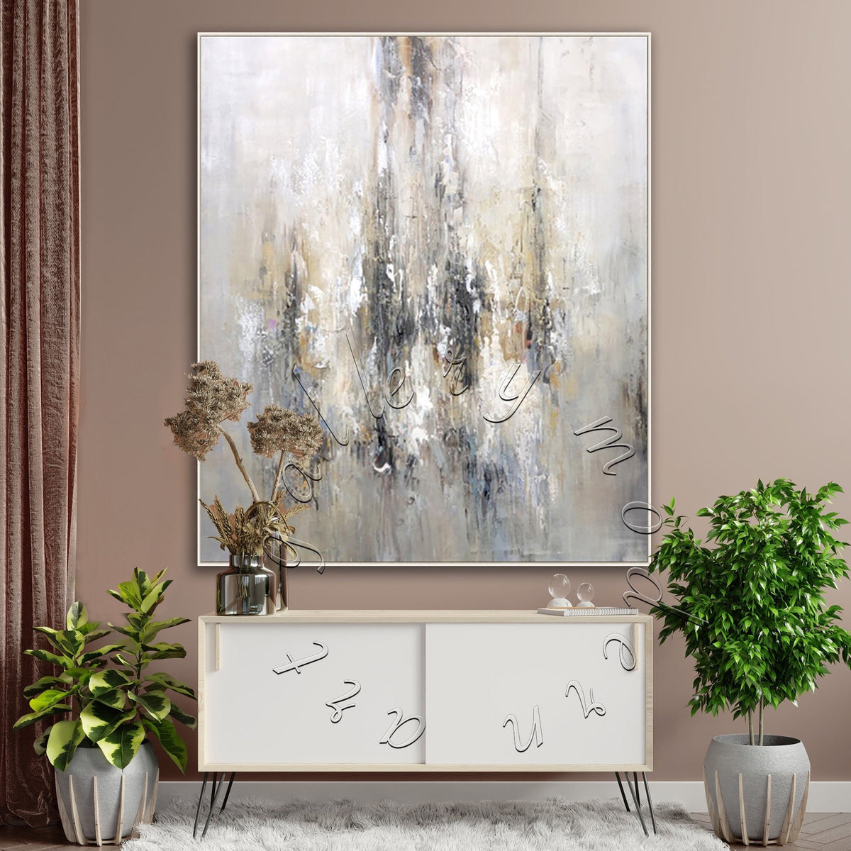 Neutral Textured Abstract Original Painting on Canvas, Soft Colors Wall Art