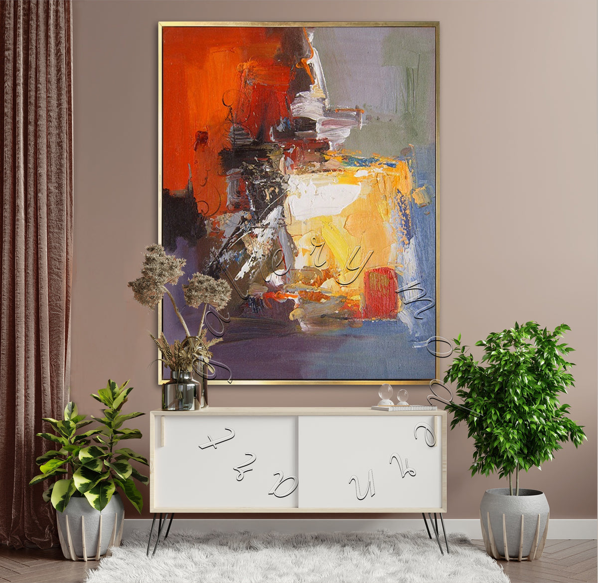 Abstract Original Painting on Canvas, Colorful Large Wall Art