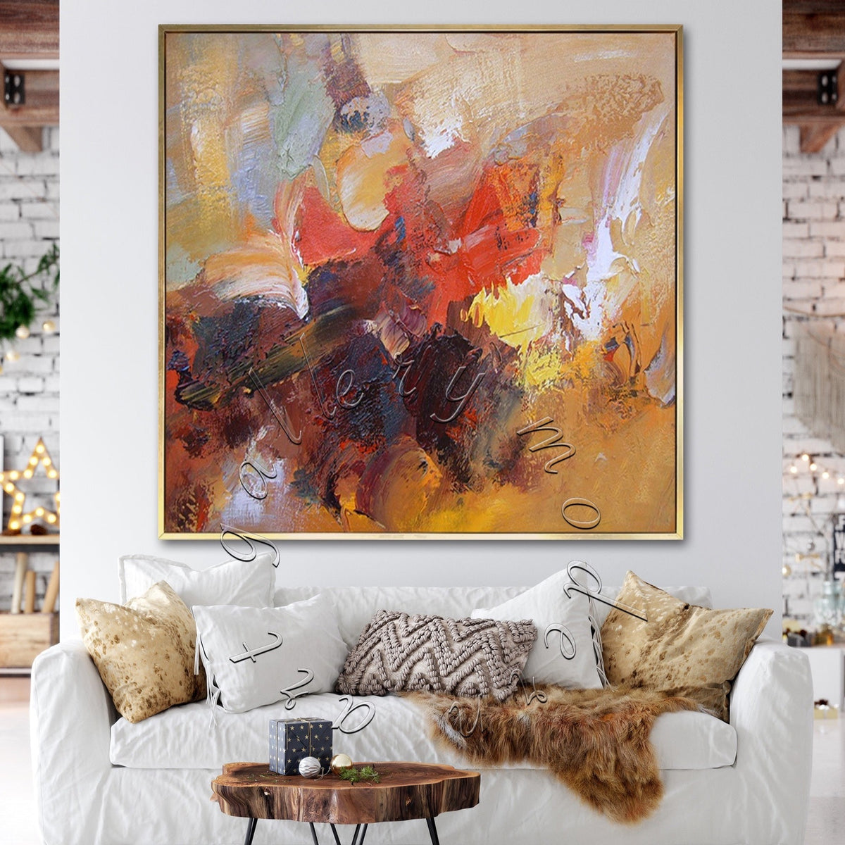 Abstract Original Painting, Square Wall Art &quot;Autumn Colors&quot;