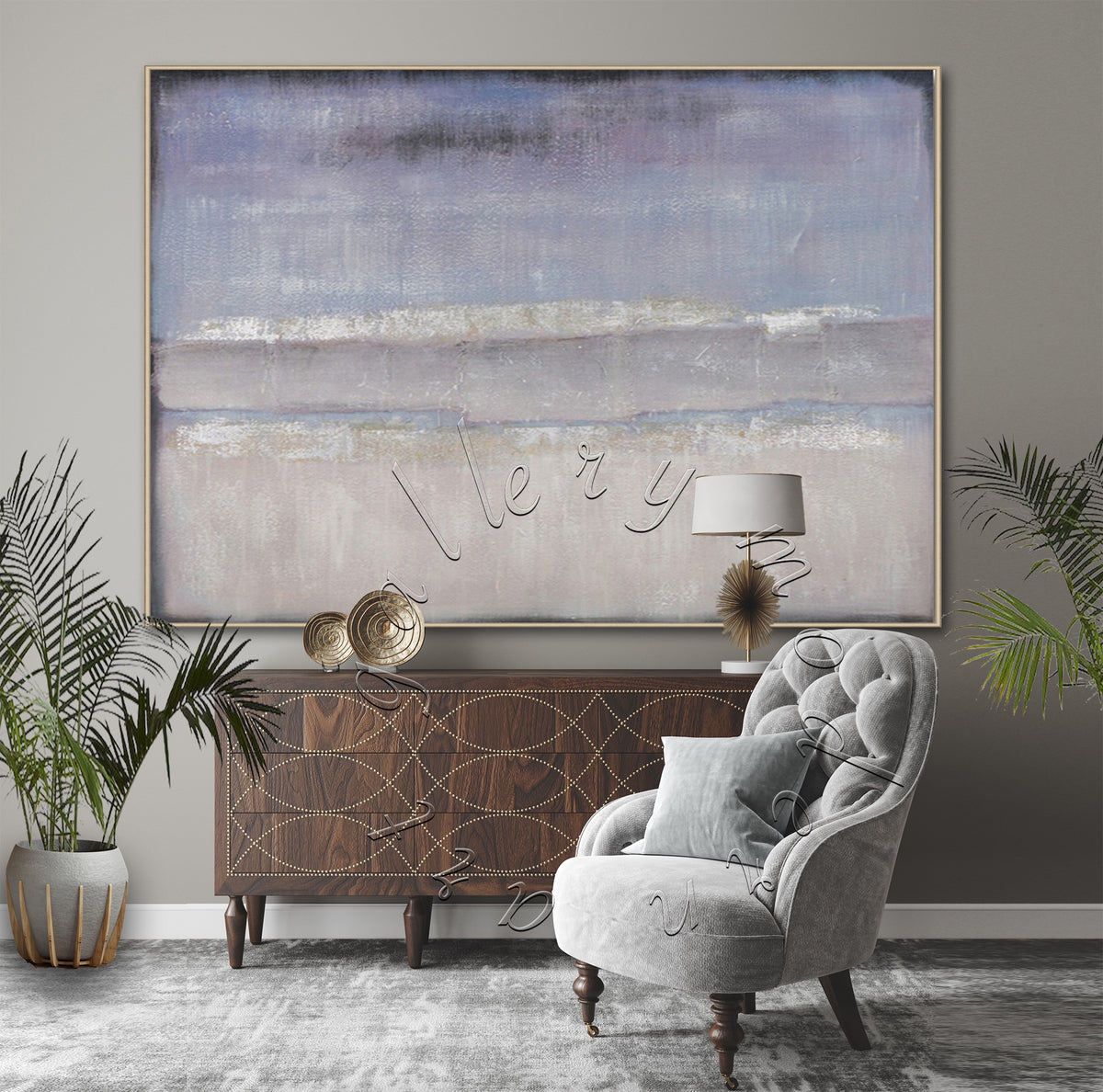 Soft Colors Abstract Seascape Original Painting on Canvas &quot;Gray Ocean&quot;