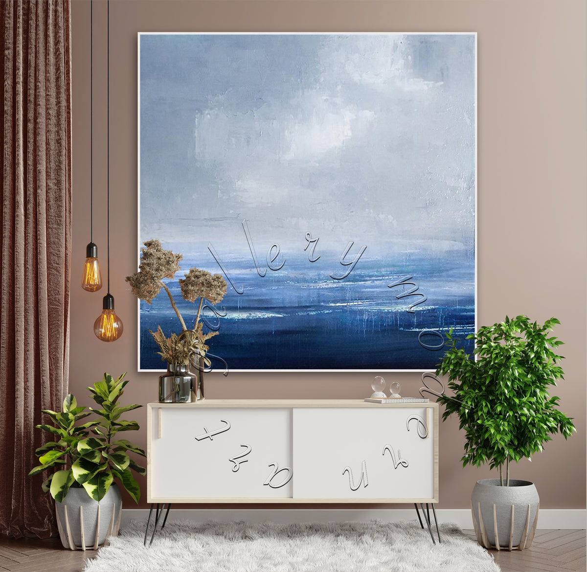 &quot;Blue Ocean&quot; Seascape Abstract Original Painting on Canvas, Original Canvas Wall Art