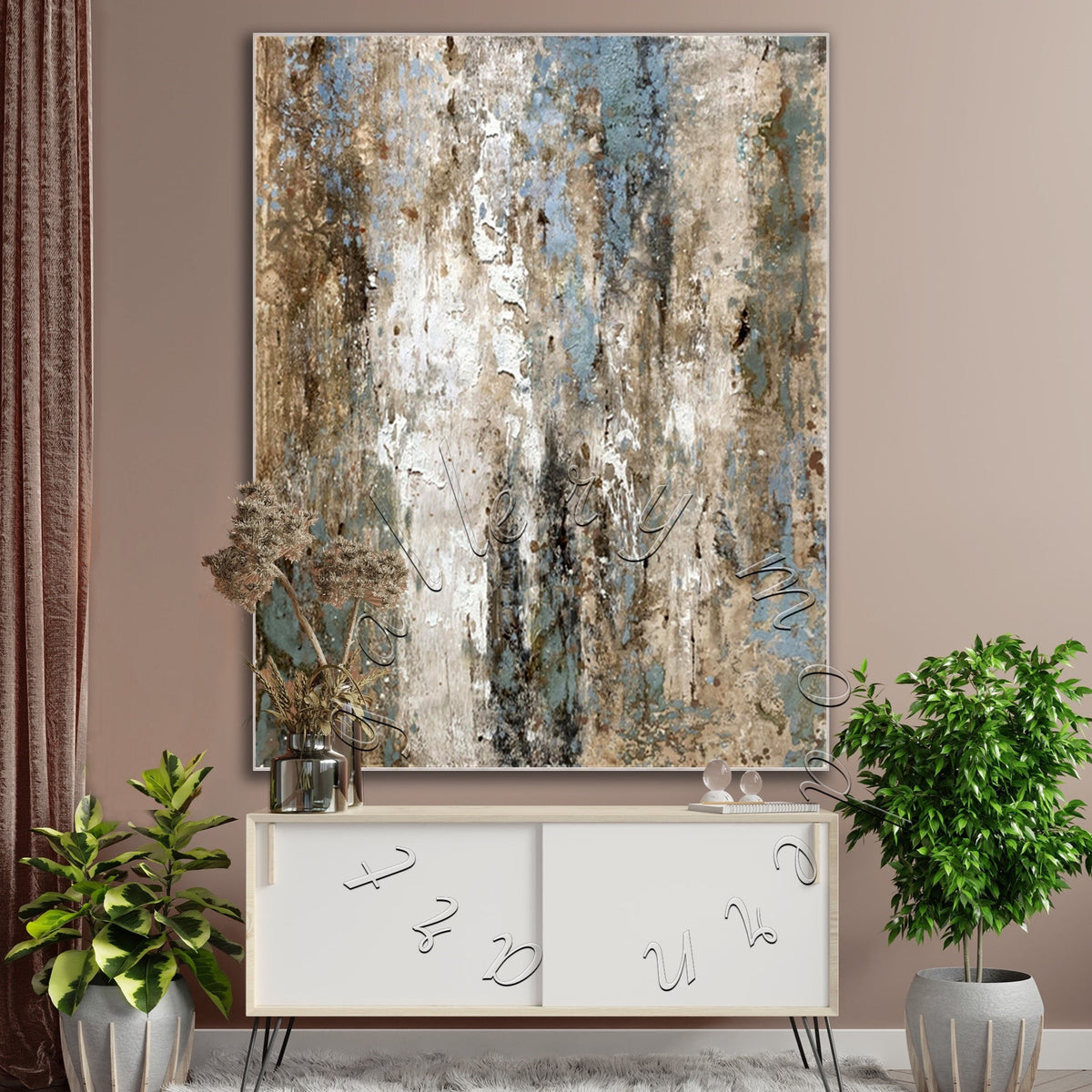 Beige Abstract Painting, Texture Soft Original Canvas Art