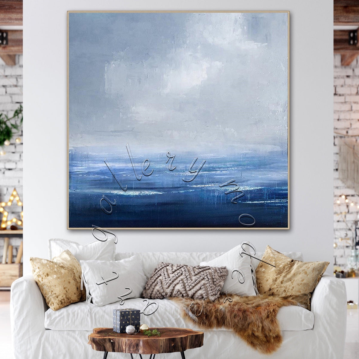 &quot;Blue Ocean&quot; Seascape Abstract Original Painting on Canvas, Original Canvas Wall Art