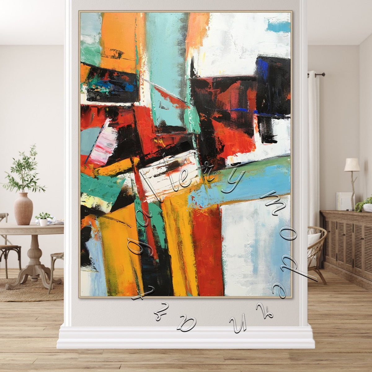 Colorful Abstract Painting, Oversize Canvas Wall Art