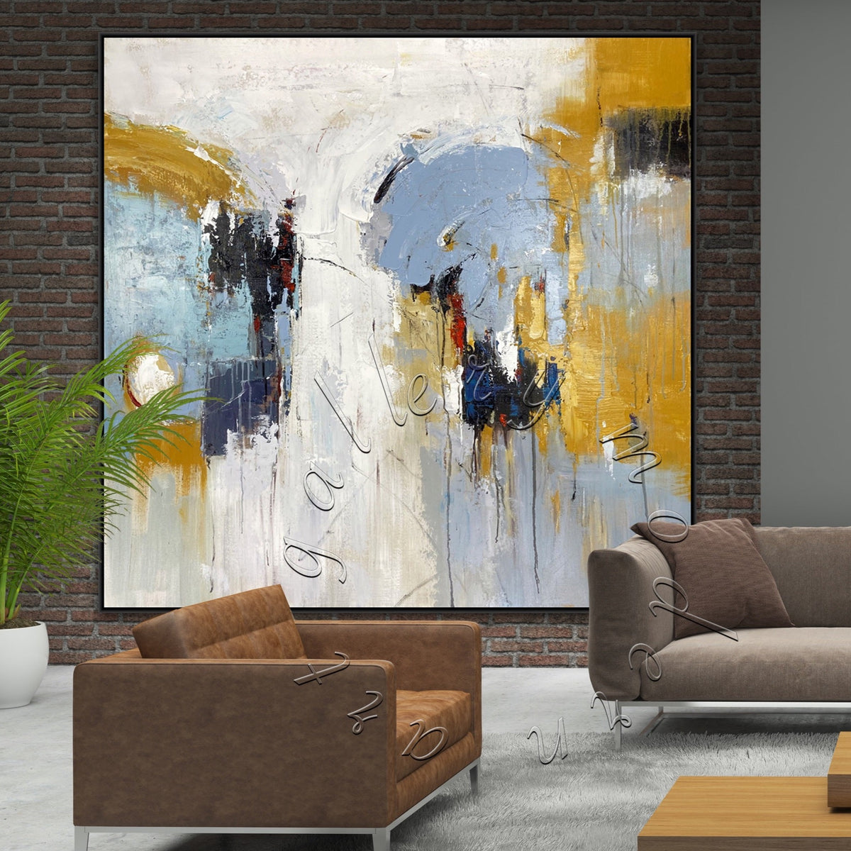 Texture Abstract Canvas Painting, Oversize Original Oil Painting, Square Wall Art