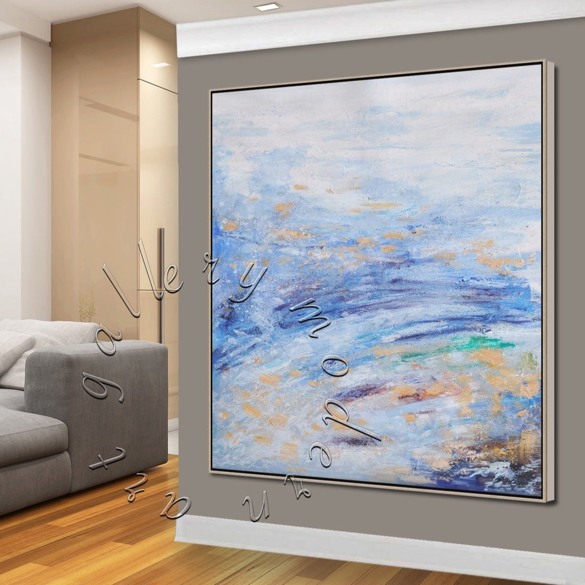 Colorful Seascape Large Abstract Original Painting on Canvas, Ocean Canvas Wall Art