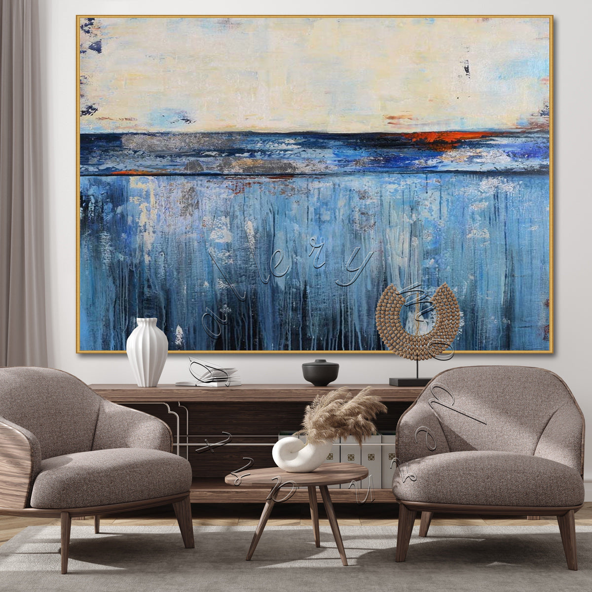 Large Abstract Ocean, Original Painting, Oversize Canvas Wall Art