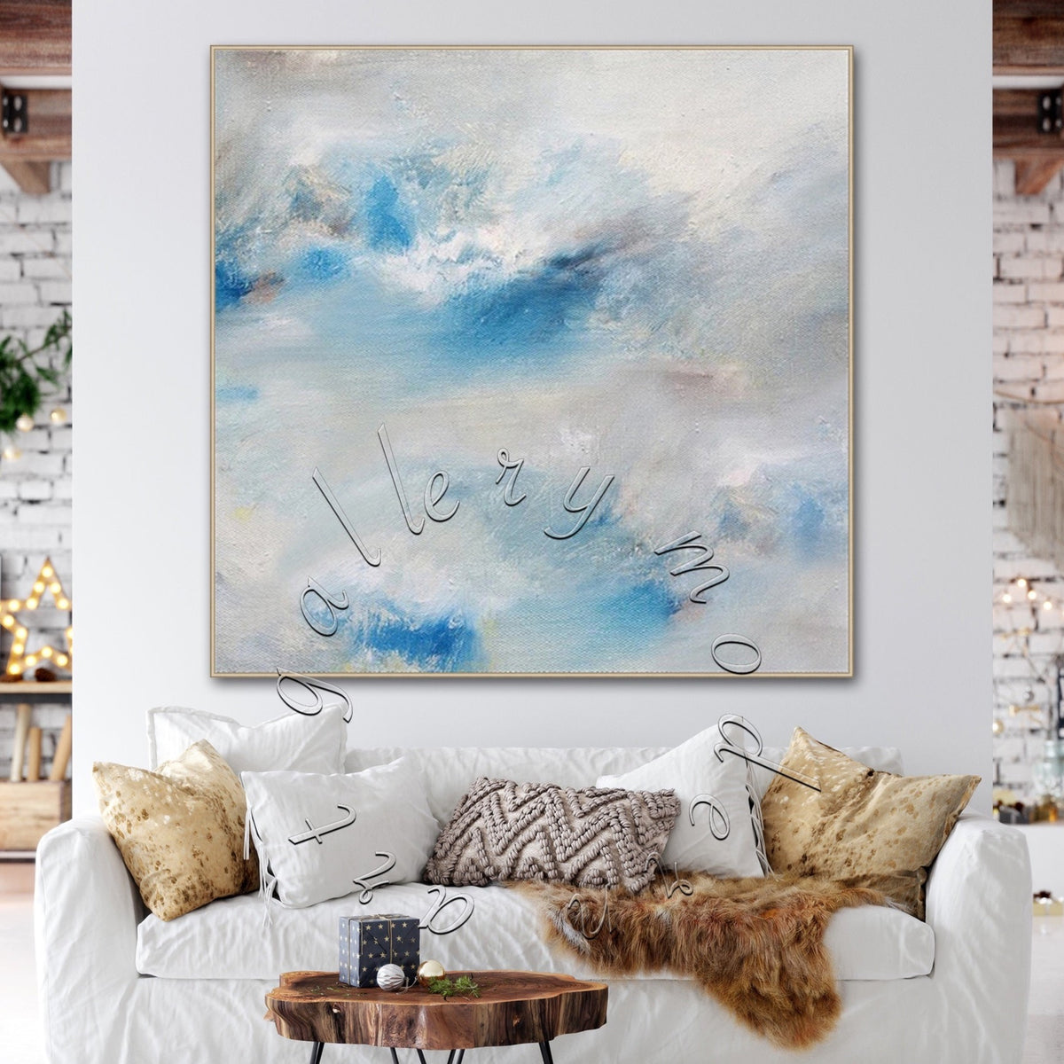 &quot;Blue &amp; White Sky&quot; Abstract Original Painting on Canvas, Original Canvas Wall Art