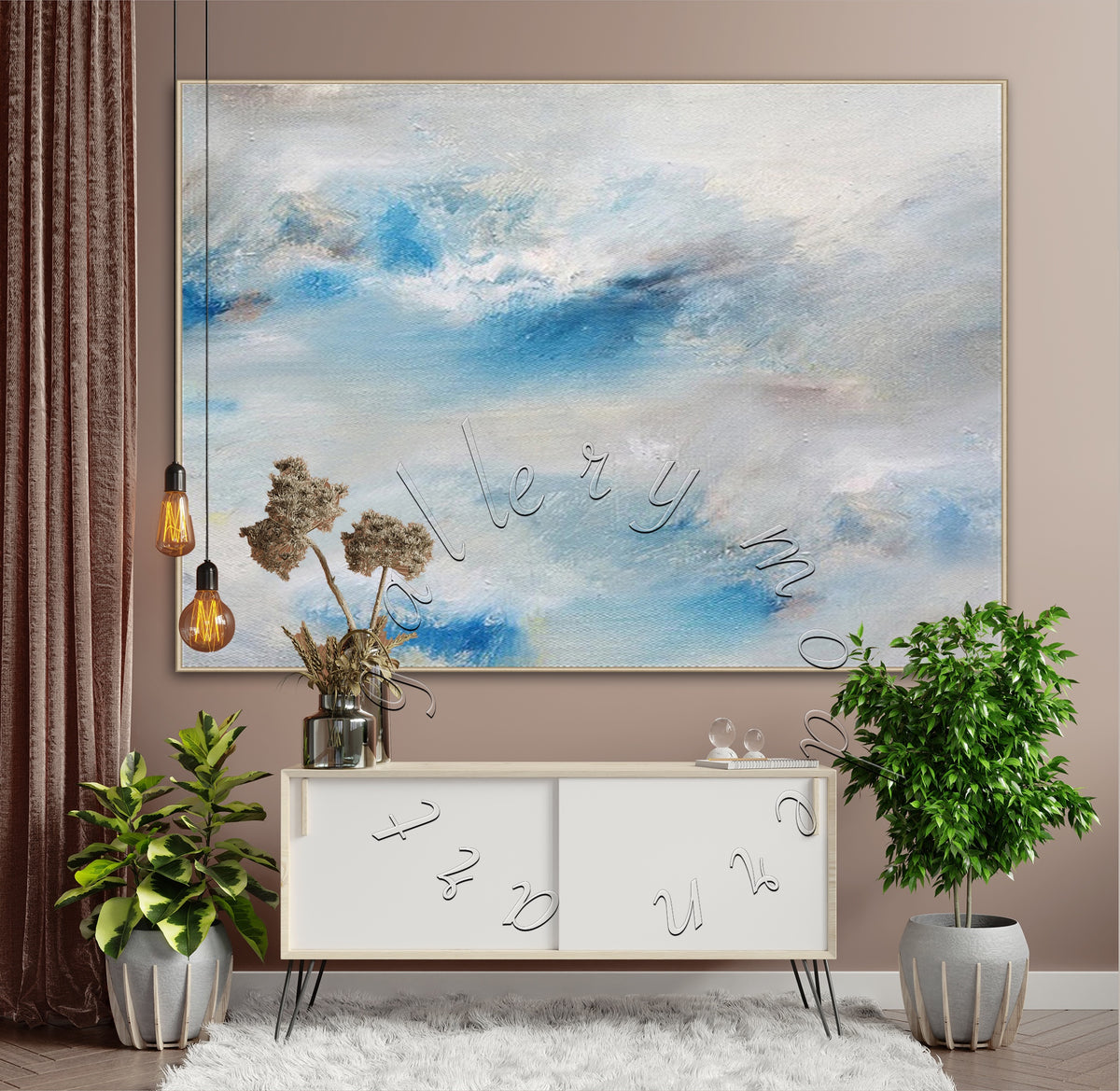 Large Abstract Sky Original Painting on Canvas, Modern Wall Canvas Art