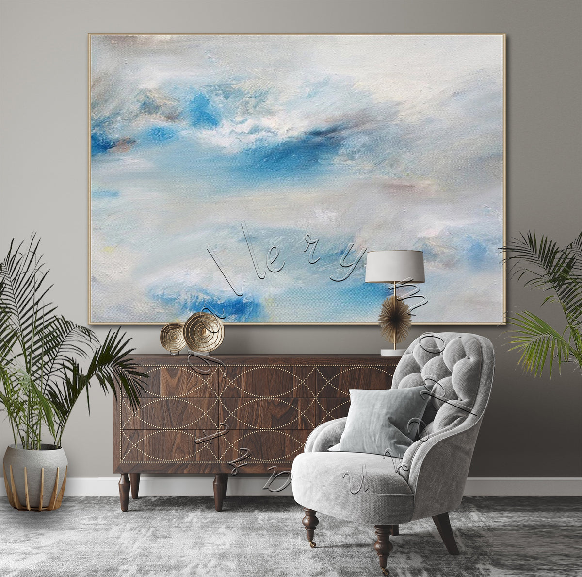 Large Abstract Sky Original Painting on Canvas, Modern Wall Canvas Art