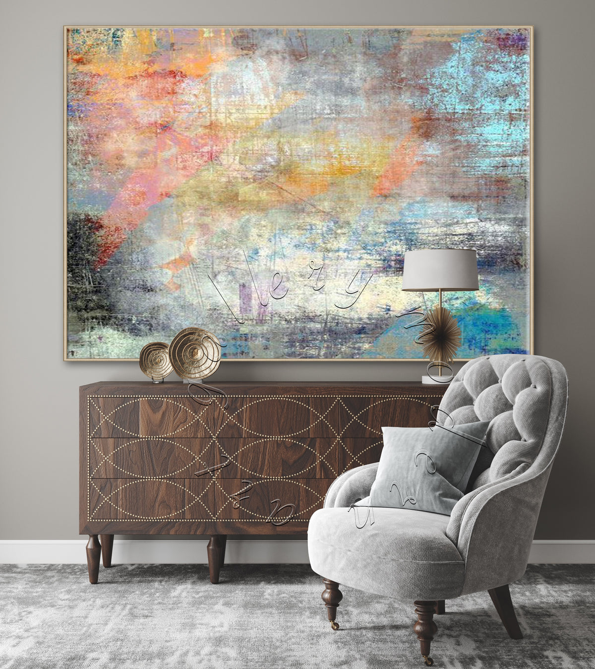 Oversize Abstract Painting, Original Canvas Wall Art &quot;Soft Colors&quot;