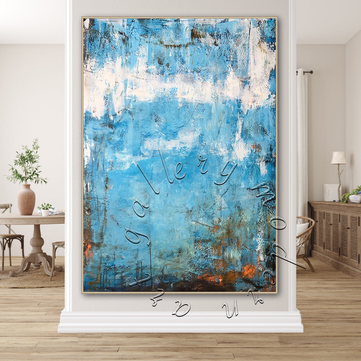 Blue Abstract Painting, Original Oil on Canvas Wall Art