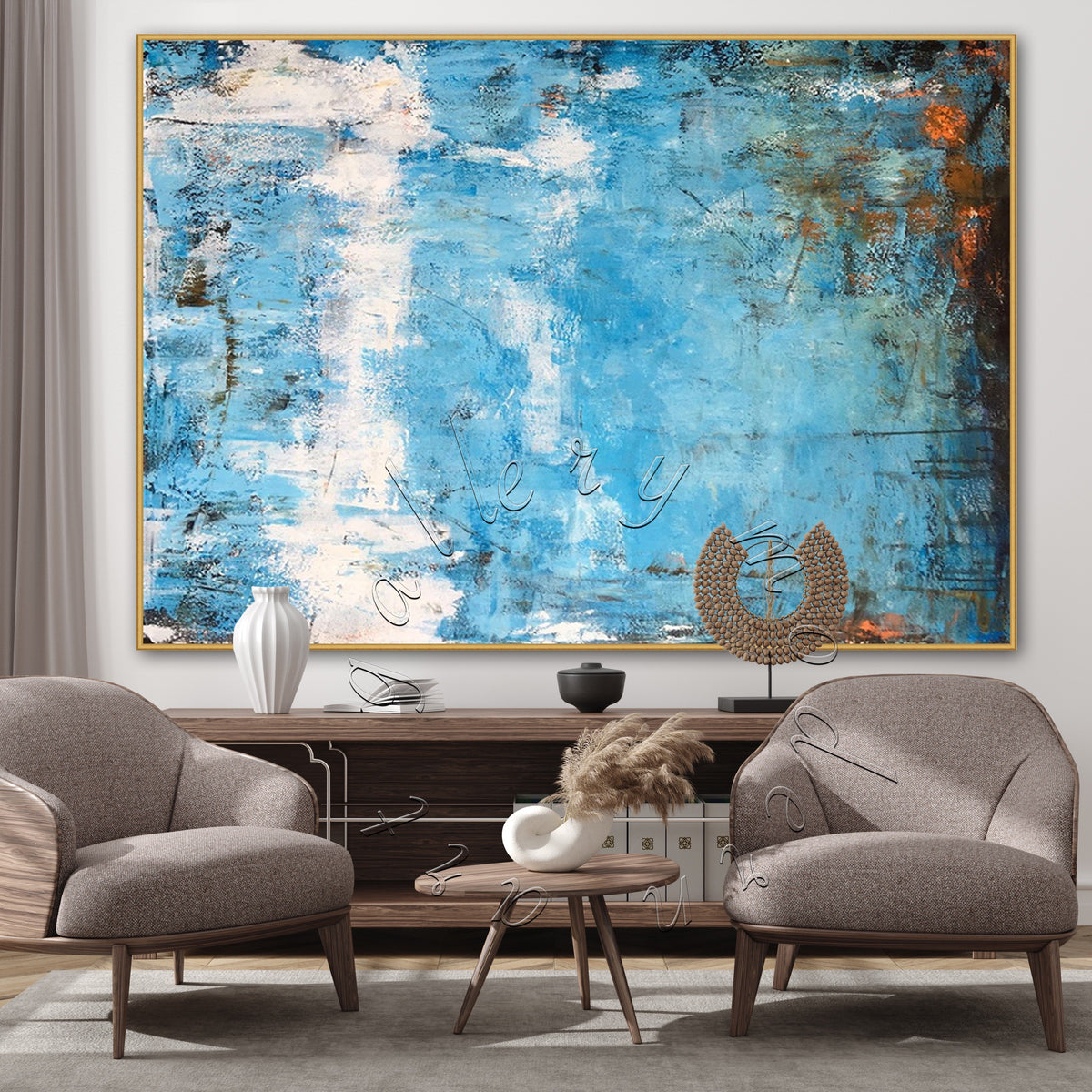 Blue Abstract Painting, Original Oil on Canvas Wall Art