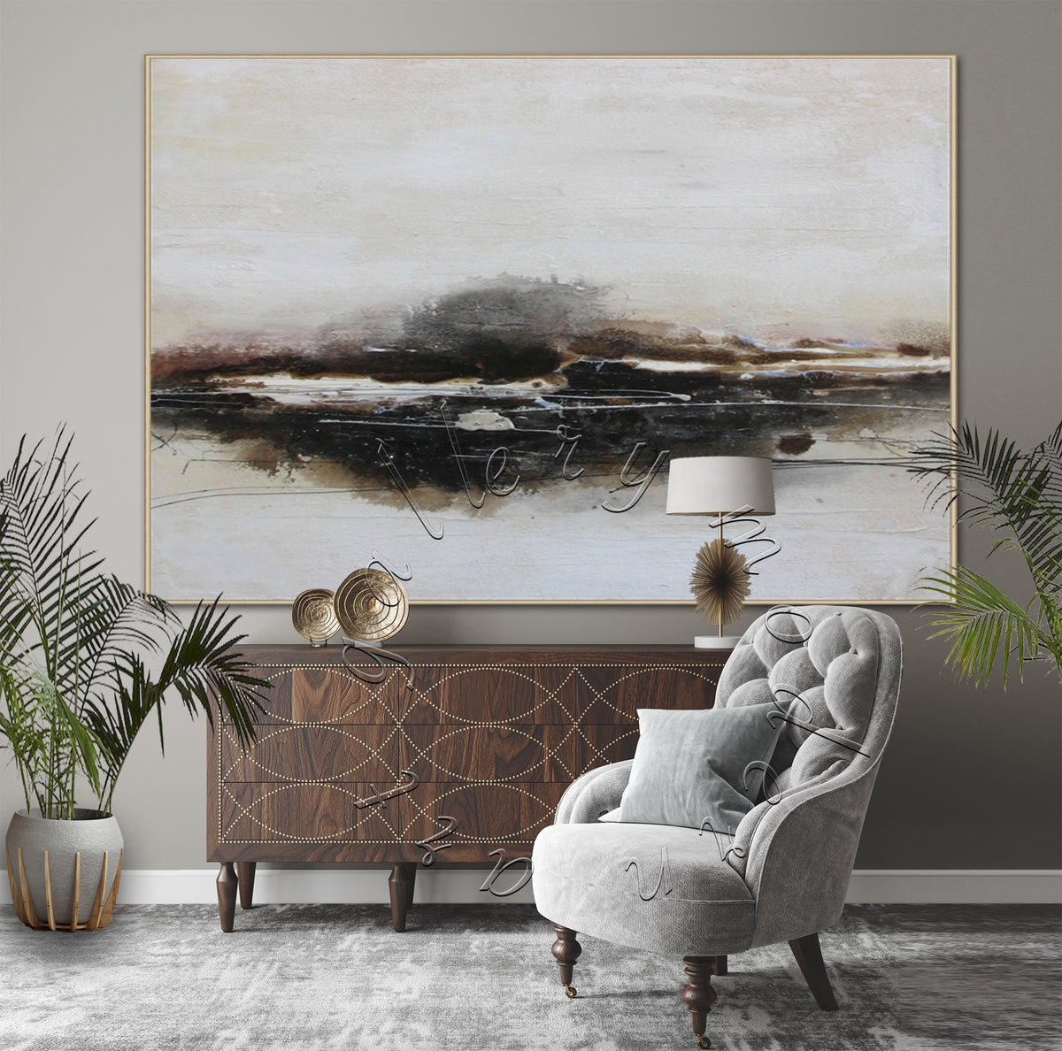 Landscape Abstract Original Painting, Canvas Wall Art