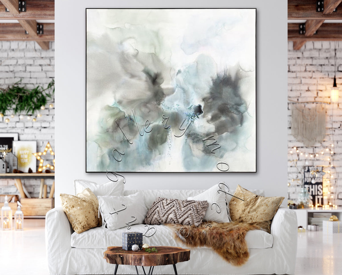 Soft Colors Abstract Painting on Canvas, Original Square Wall Art