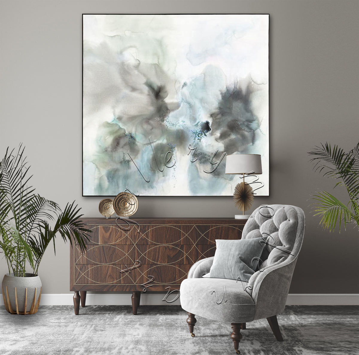 Soft Colors Abstract Painting on Canvas, Original Square Wall Art