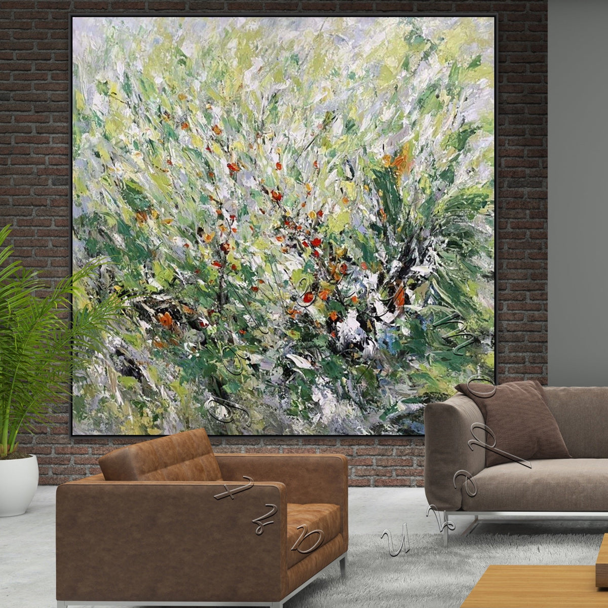Wild Flowers Abstract Painting, Textured Original Oil Painting, Square Wall Art