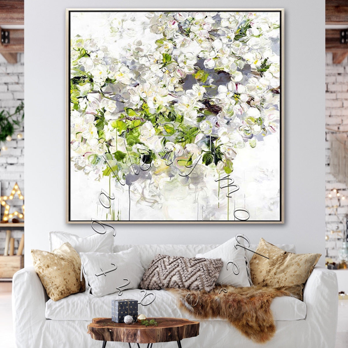 &quot;Tree Bloom&quot; Abstract Flower Canvas Painting, Original Square Wall Art