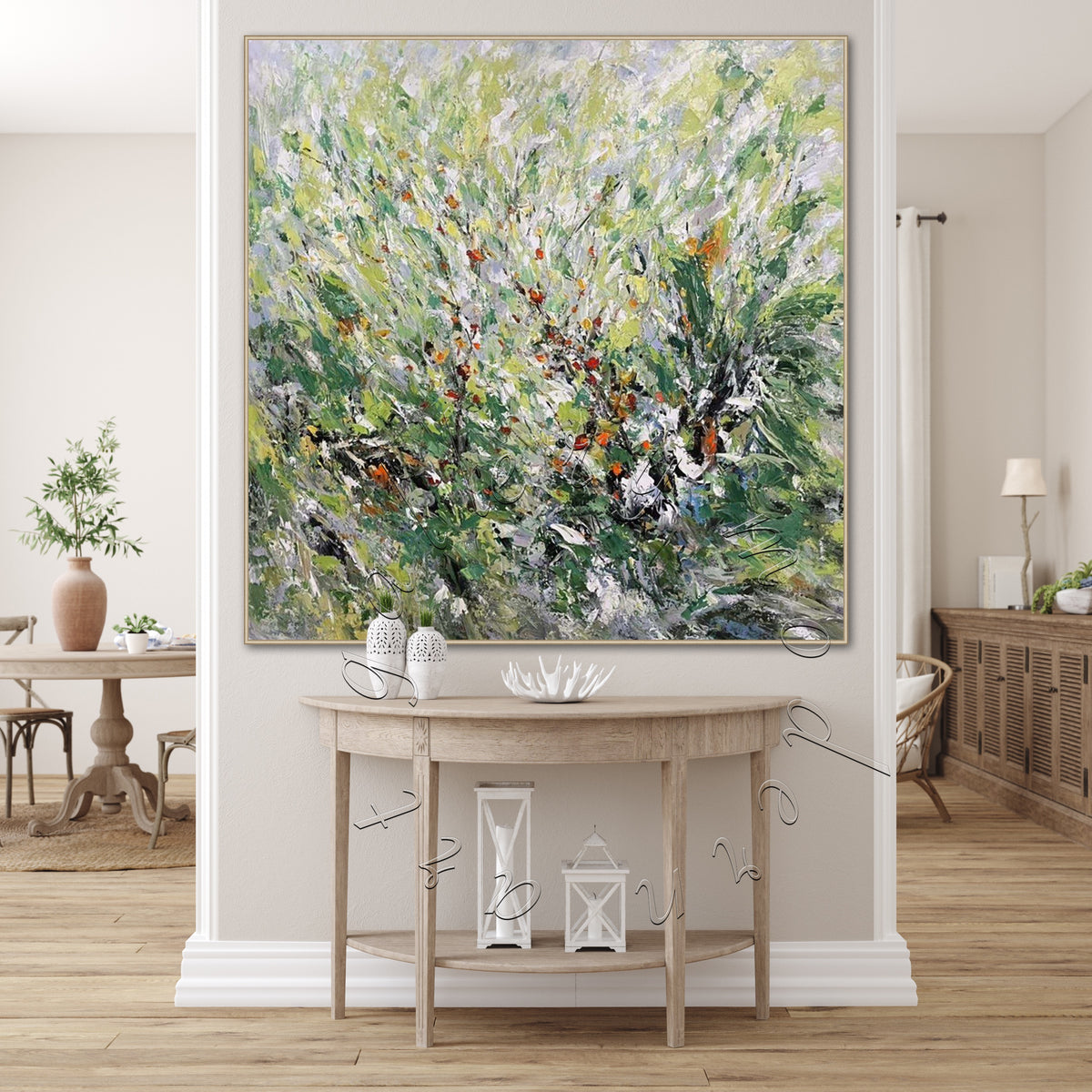 Wild Flowers Abstract Painting, Textured Original Oil Painting, Square Wall Art