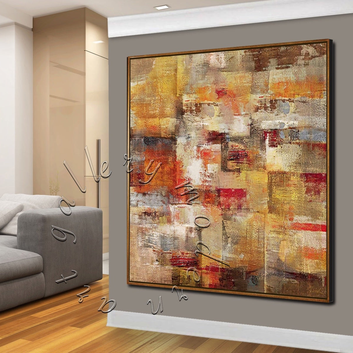Abstract Original Painting on Canvas, Square Wall Art &quot;Warm Fall Day&quot;