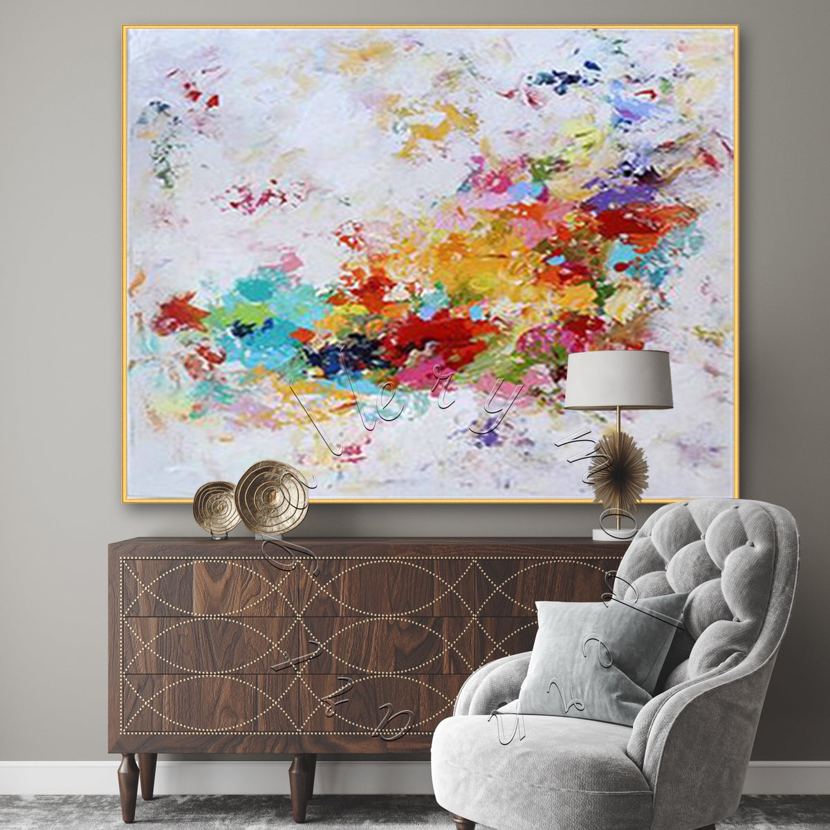 abstract flowers painting oil on canvas